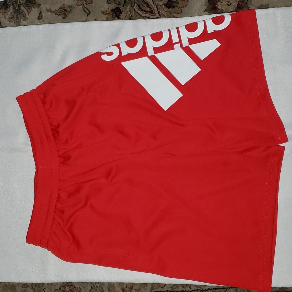 Adidas athletic shorts red and white size Large (14/16)